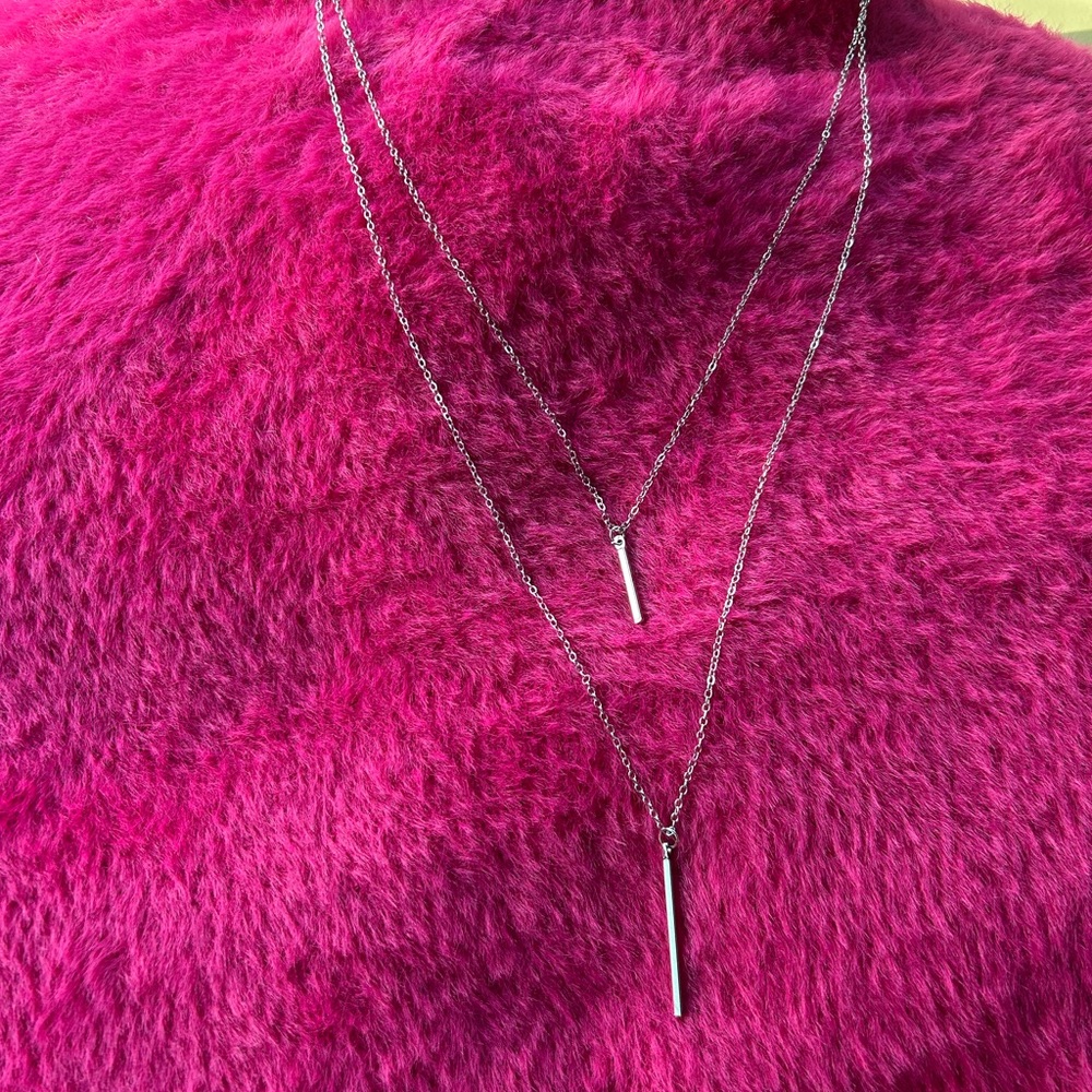 Contemporary Silver Layered Necklace Set